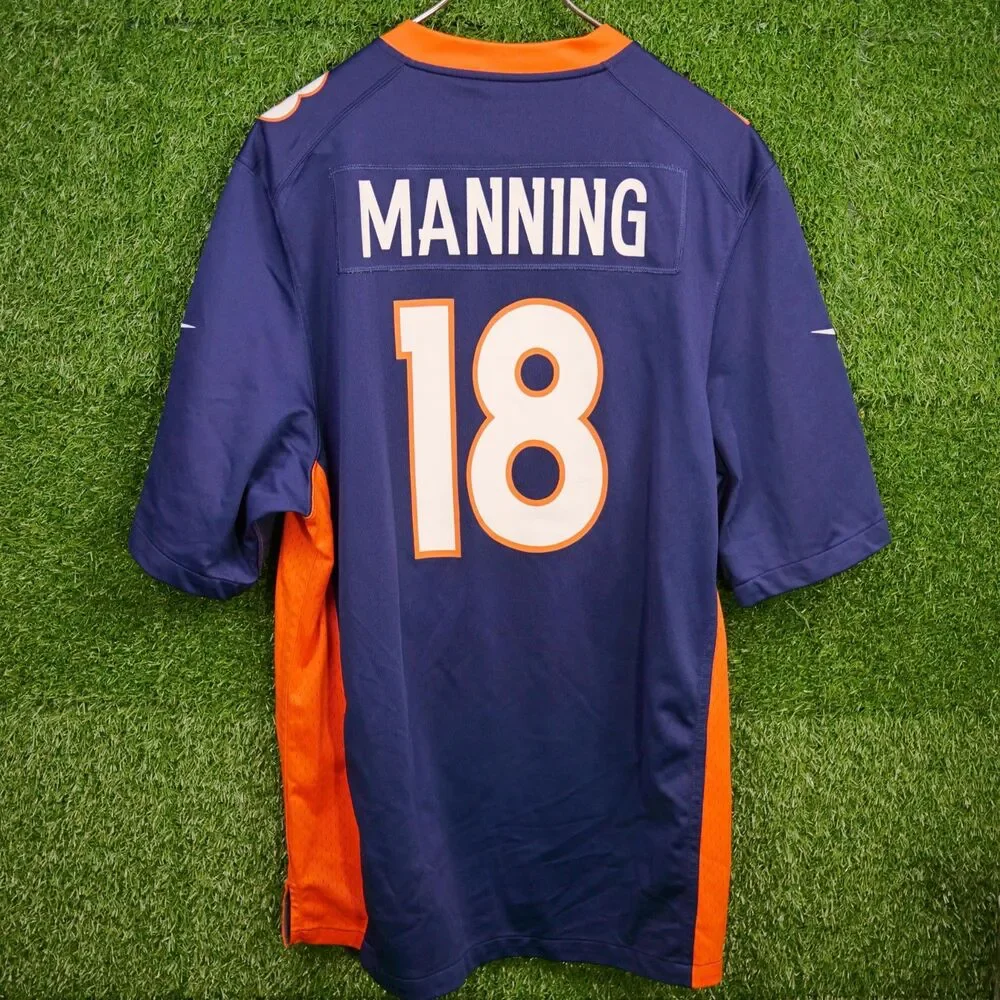 Nike Denver Broncos Peyton Manning #18 Game Jersey Navy - Men's Size L